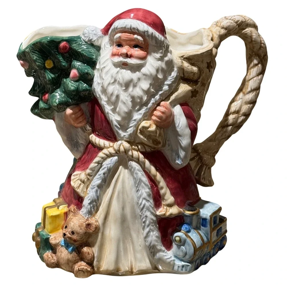 Vtg Fitz & Floyd Omnibus Santa Christmas Pitcher 1994 Christmas Tree Presents 9